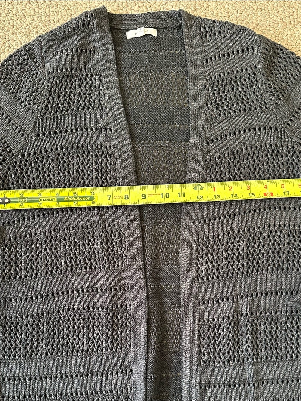 Maurices Charcoal Blue/Gray Open-Front Textured Knit Cardigan - Picture 4 of 12